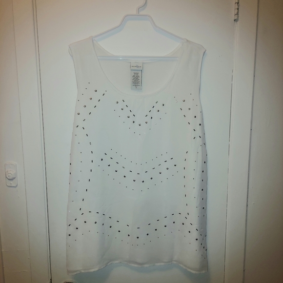 NWOT Jaclyn Smith White Beaded/Studded Sleeveless Blouse Top Size 2X - Picture 1 of 5
